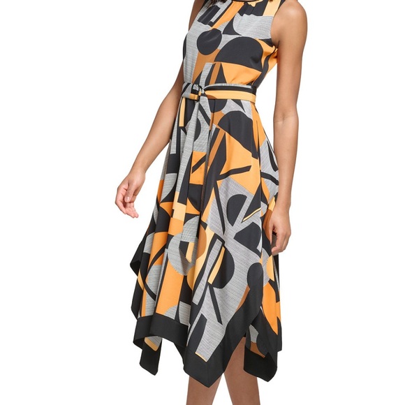Karl Lagerfeld Paris Dresses & Skirts - Karl Lagerfeld Asymmetrical Dress in Orange and Black